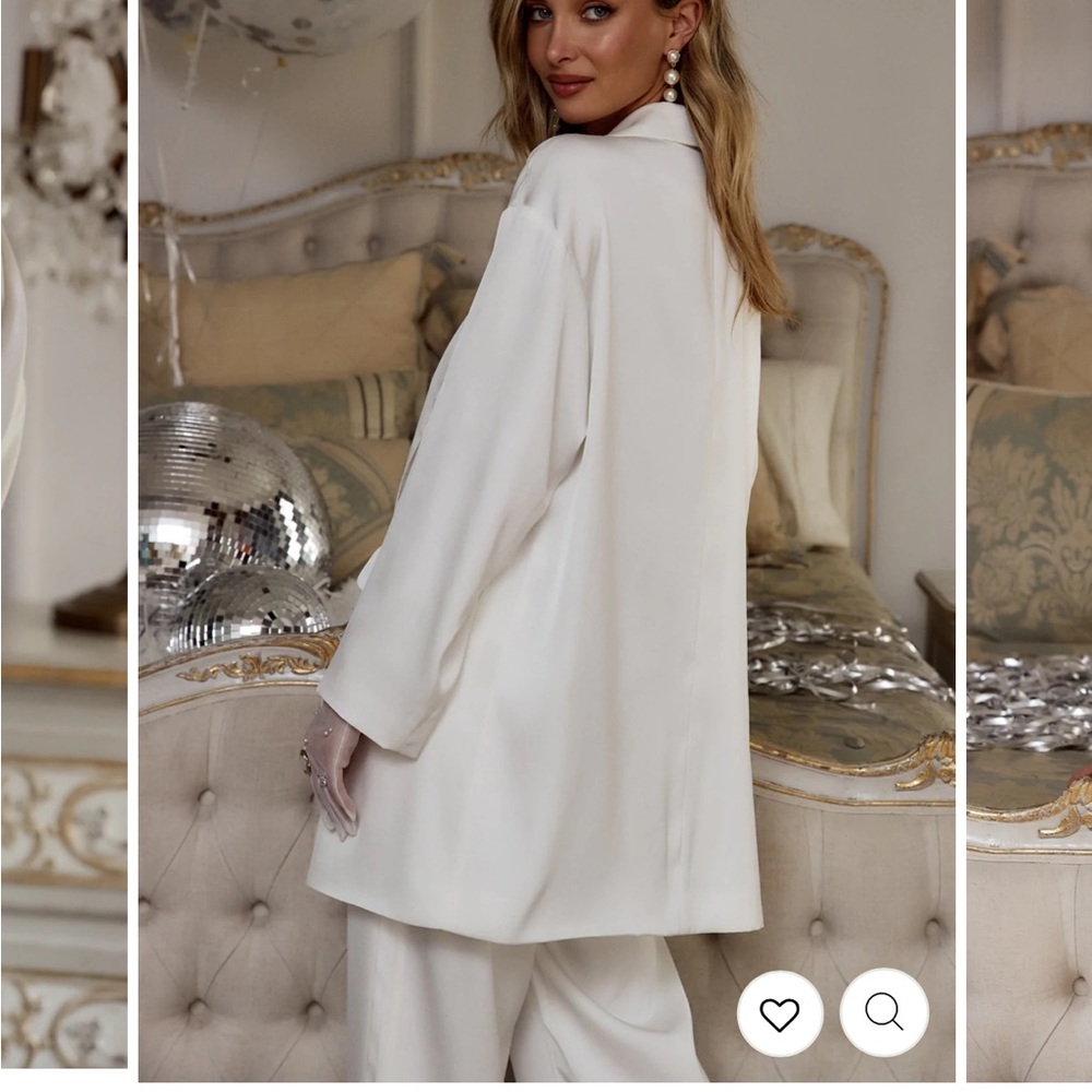 12th TRIBE Halley White Satin Blazer